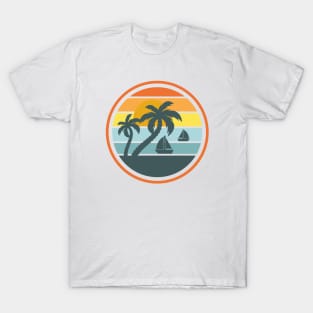 Retro Style Sunset Beach Palm Tree T-Shirt